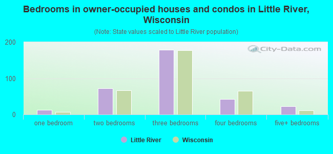 Bedrooms in owner-occupied houses and condos in Little River, Wisconsin