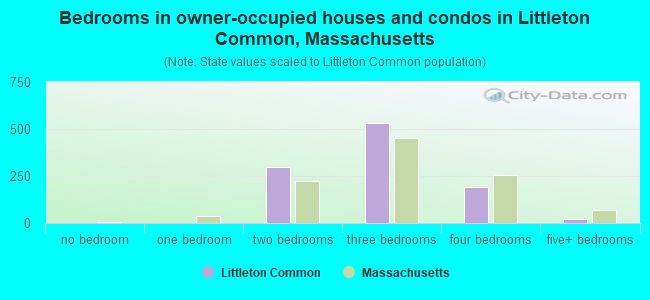 Bedrooms in owner-occupied houses and condos in Littleton Common, Massachusetts