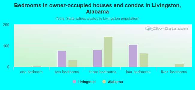 Bedrooms in owner-occupied houses and condos in Livingston, Alabama