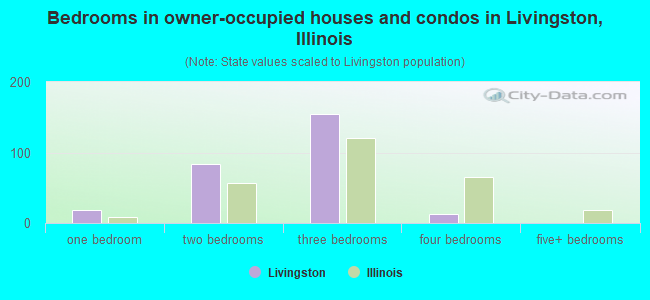 Bedrooms in owner-occupied houses and condos in Livingston, Illinois