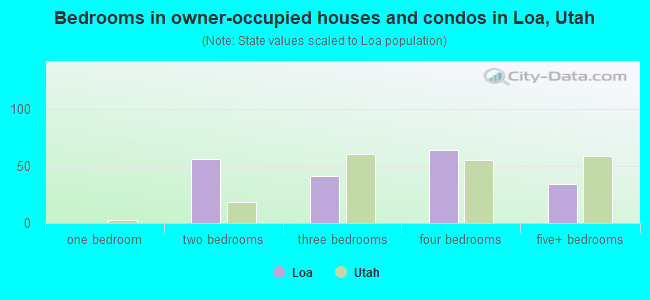 Bedrooms in owner-occupied houses and condos in Loa, Utah