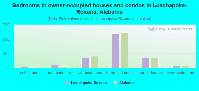 Bedrooms in owner-occupied houses and condos in Loachapoka-Roxana, Alabama