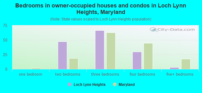 Bedrooms in owner-occupied houses and condos in Loch Lynn Heights, Maryland