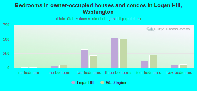 Bedrooms in owner-occupied houses and condos in Logan Hill, Washington