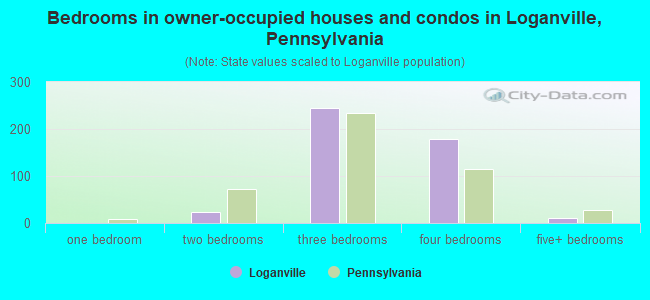 Bedrooms in owner-occupied houses and condos in Loganville, Pennsylvania