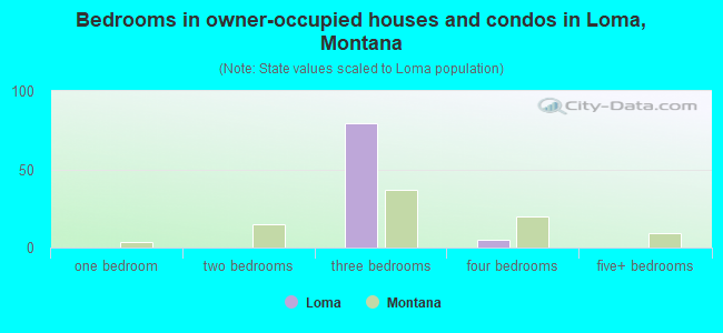 Bedrooms in owner-occupied houses and condos in Loma, Montana