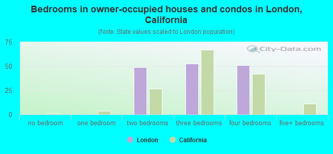 Bedrooms in owner-occupied houses and condos in London, California