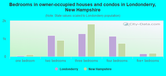 Bedrooms in owner-occupied houses and condos in Londonderry, New Hampshire
