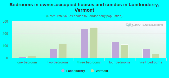 Bedrooms in owner-occupied houses and condos in Londonderry, Vermont