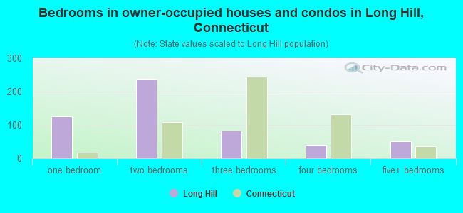 Bedrooms in owner-occupied houses and condos in Long Hill, Connecticut