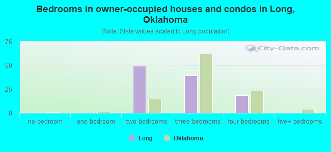 Bedrooms in owner-occupied houses and condos in Long, Oklahoma