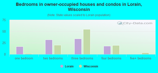 Bedrooms in owner-occupied houses and condos in Lorain, Wisconsin