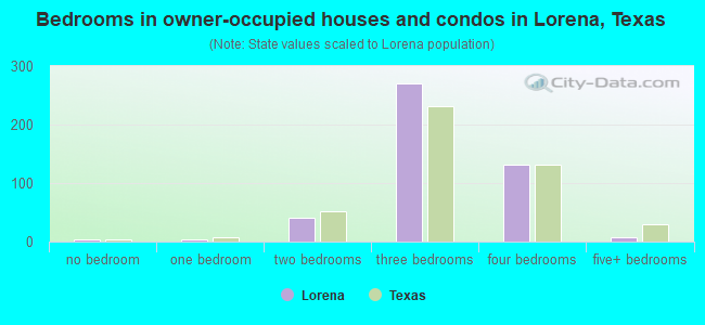 Bedrooms in owner-occupied houses and condos in Lorena, Texas