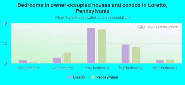 Bedrooms in owner-occupied houses and condos in Loretto, Pennsylvania