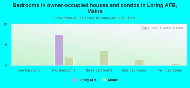 Bedrooms in owner-occupied houses and condos in Loring AFB, Maine