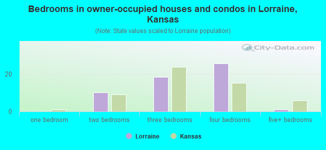 Bedrooms in owner-occupied houses and condos in Lorraine, Kansas
