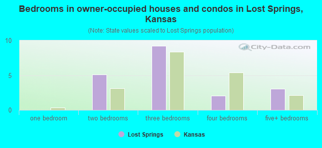 Bedrooms in owner-occupied houses and condos in Lost Springs, Kansas