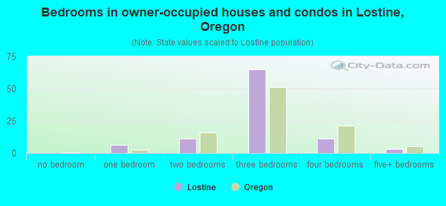 Bedrooms in owner-occupied houses and condos in Lostine, Oregon