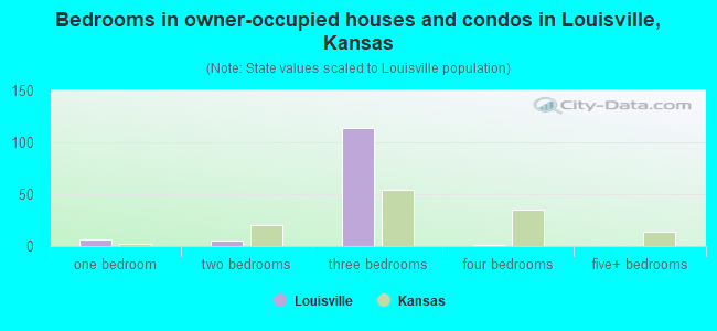 Bedrooms in owner-occupied houses and condos in Louisville, Kansas