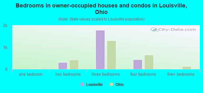Bedrooms in owner-occupied houses and condos in Louisville, Ohio