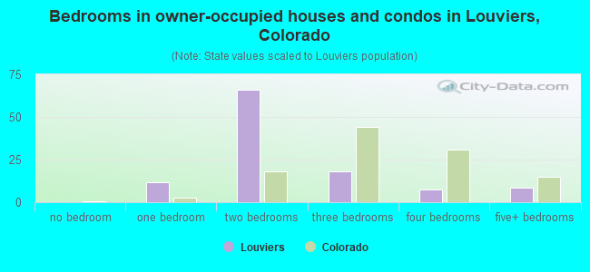 Bedrooms in owner-occupied houses and condos in Louviers, Colorado