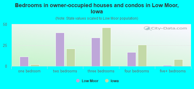 Bedrooms in owner-occupied houses and condos in Low Moor, Iowa