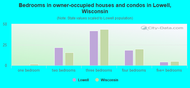 Bedrooms in owner-occupied houses and condos in Lowell, Wisconsin