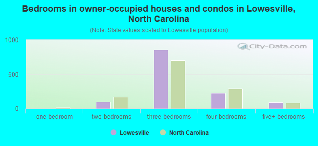 Bedrooms in owner-occupied houses and condos in Lowesville, North Carolina