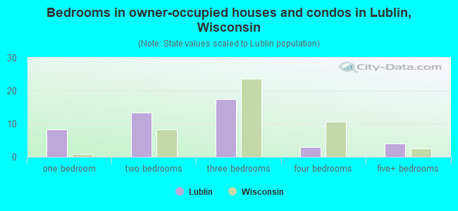 Bedrooms in owner-occupied houses and condos in Lublin, Wisconsin