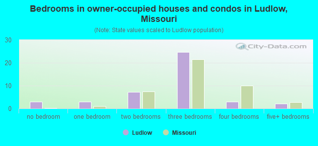 Bedrooms in owner-occupied houses and condos in Ludlow, Missouri