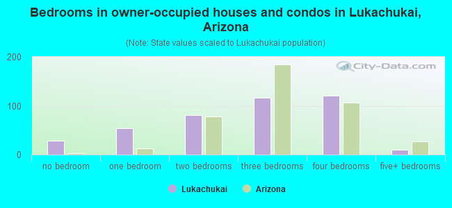 Bedrooms in owner-occupied houses and condos in Lukachukai, Arizona