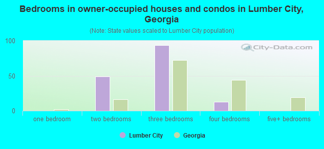 Bedrooms in owner-occupied houses and condos in Lumber City, Georgia