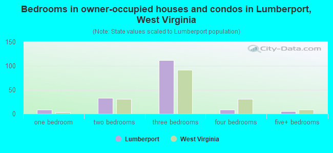 Bedrooms in owner-occupied houses and condos in Lumberport, West Virginia