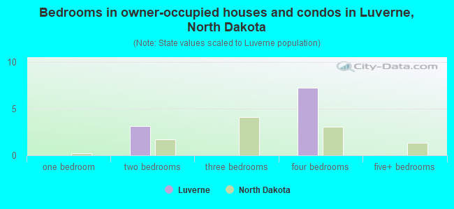 Bedrooms in owner-occupied houses and condos in Luverne, North Dakota