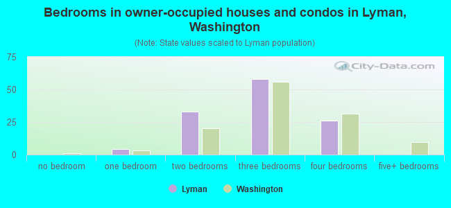 Bedrooms in owner-occupied houses and condos in Lyman, Washington