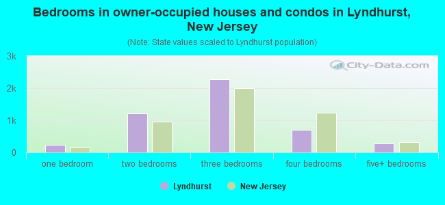 Bedrooms in owner-occupied houses and condos in Lyndhurst, New Jersey