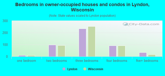 Bedrooms in owner-occupied houses and condos in Lyndon, Wisconsin