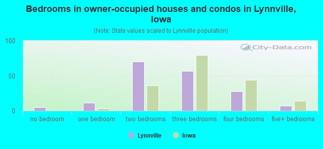 Bedrooms in owner-occupied houses and condos in Lynnville, Iowa