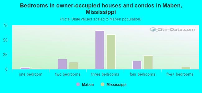 Bedrooms in owner-occupied houses and condos in Maben, Mississippi