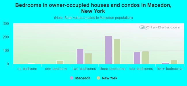 Bedrooms in owner-occupied houses and condos in Macedon, New York