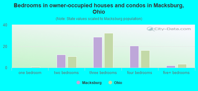 Bedrooms in owner-occupied houses and condos in Macksburg, Ohio