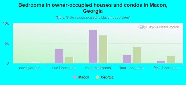 Bedrooms in owner-occupied houses and condos in Macon, Georgia