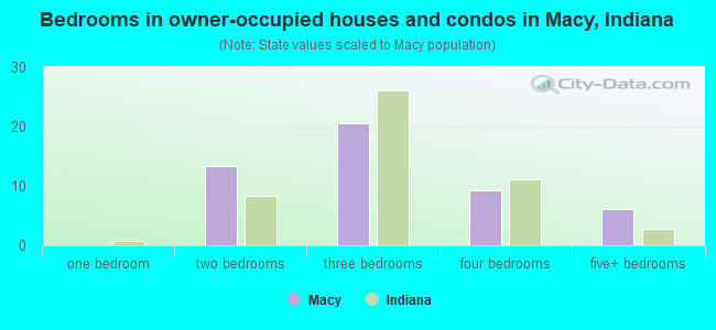 Bedrooms in owner-occupied houses and condos in Macy, Indiana