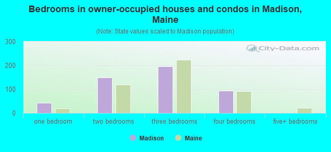 Bedrooms in owner-occupied houses and condos in Madison, Maine