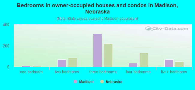 Bedrooms in owner-occupied houses and condos in Madison, Nebraska
