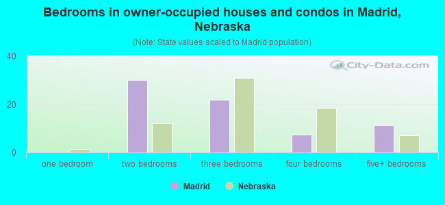 Bedrooms in owner-occupied houses and condos in Madrid, Nebraska