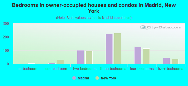 Bedrooms in owner-occupied houses and condos in Madrid, New York