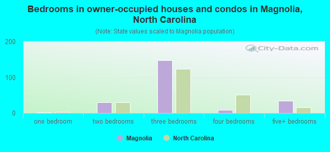 Bedrooms in owner-occupied houses and condos in Magnolia, North Carolina
