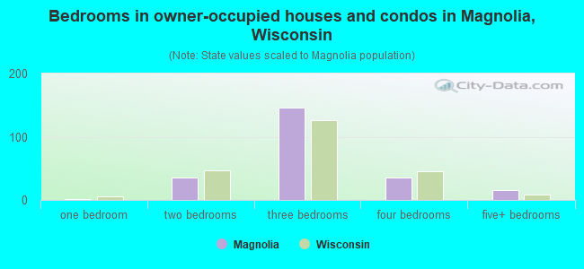 Bedrooms in owner-occupied houses and condos in Magnolia, Wisconsin