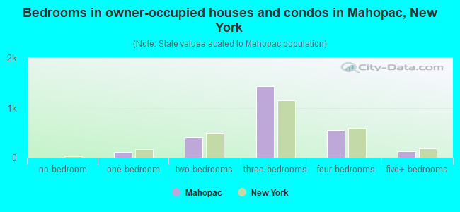 Bedrooms in owner-occupied houses and condos in Mahopac, New York